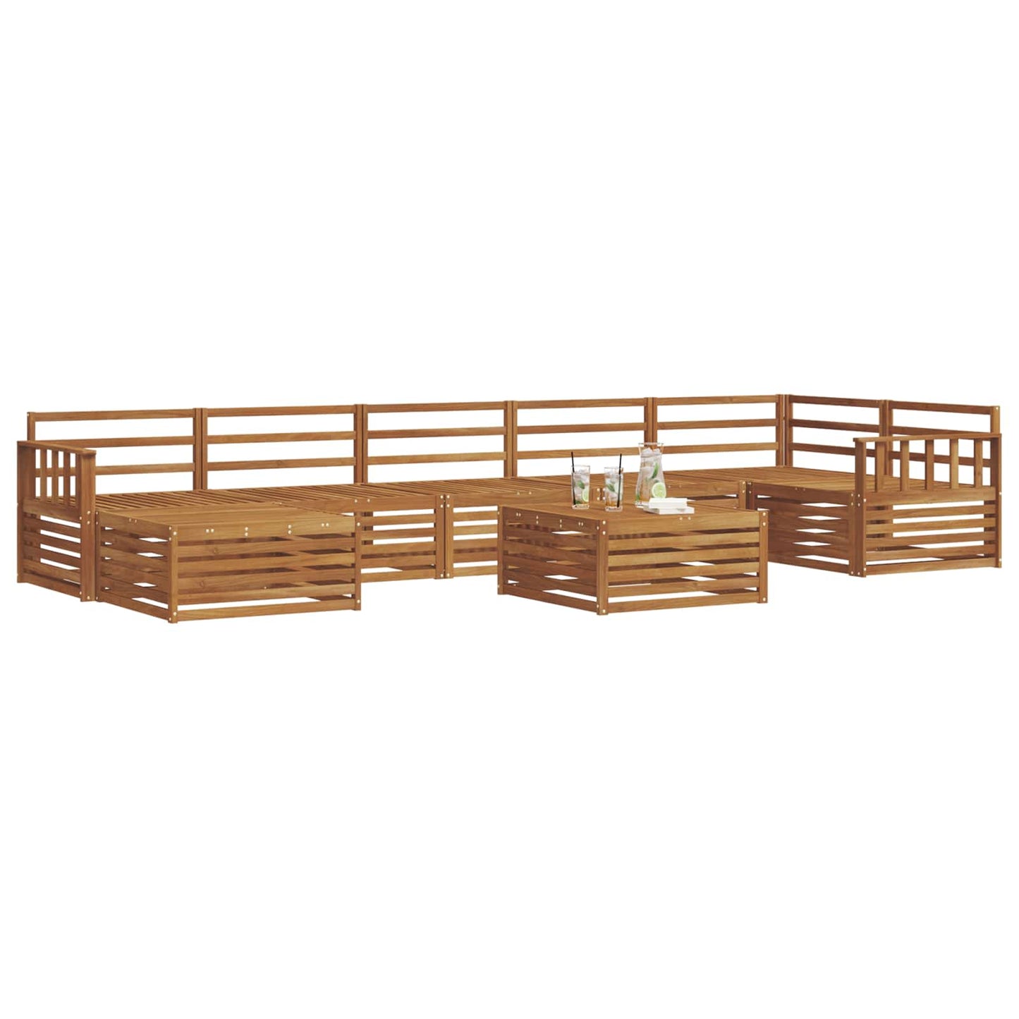 Set divani 8 pcs Naturale Legno di Acacia Massello