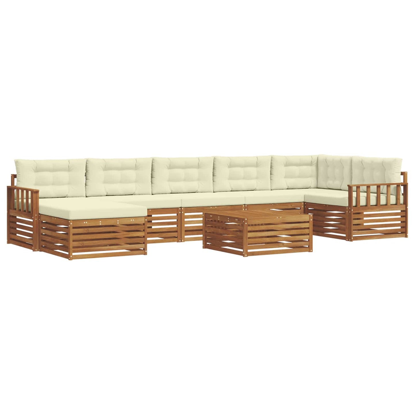 Set divani 8 pcs Naturale e Crema Legno di Acacia Massello