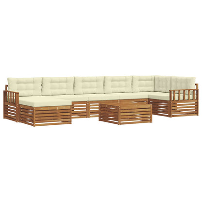 Set divani 8 pcs Naturale e Crema Legno di Acacia Massello