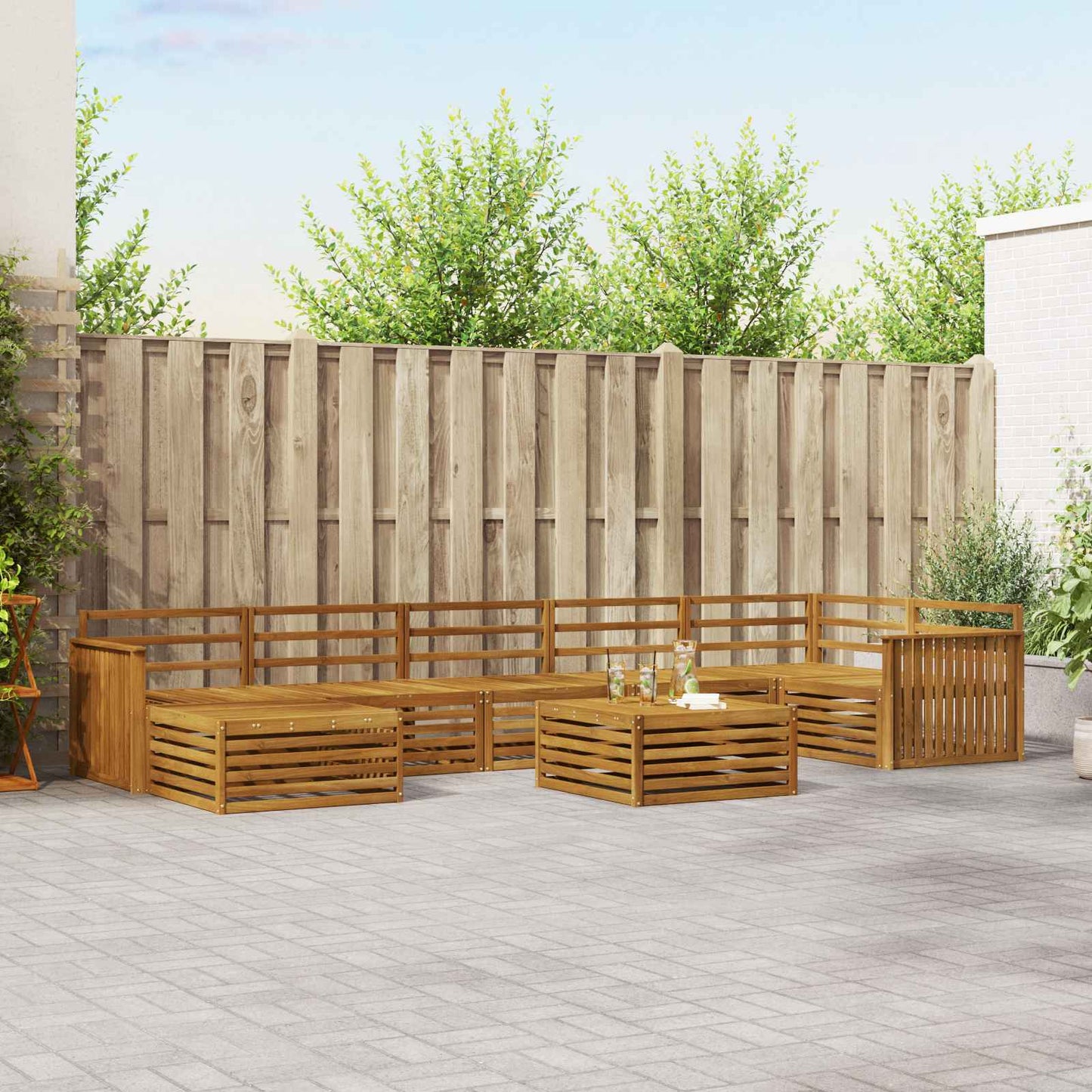 Set divani 8 pcs Naturale Legno di Acacia Massello