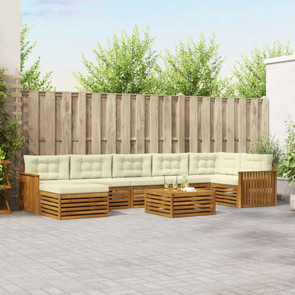 Set divani 8 pcs Naturale e Crema Legno di Acacia Massello
