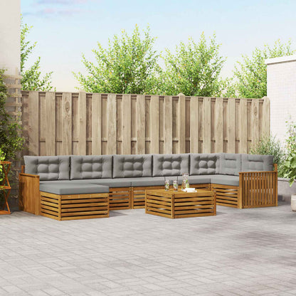 Set divani con cuscino 8 pcs Grigio Naturale e Chiaro