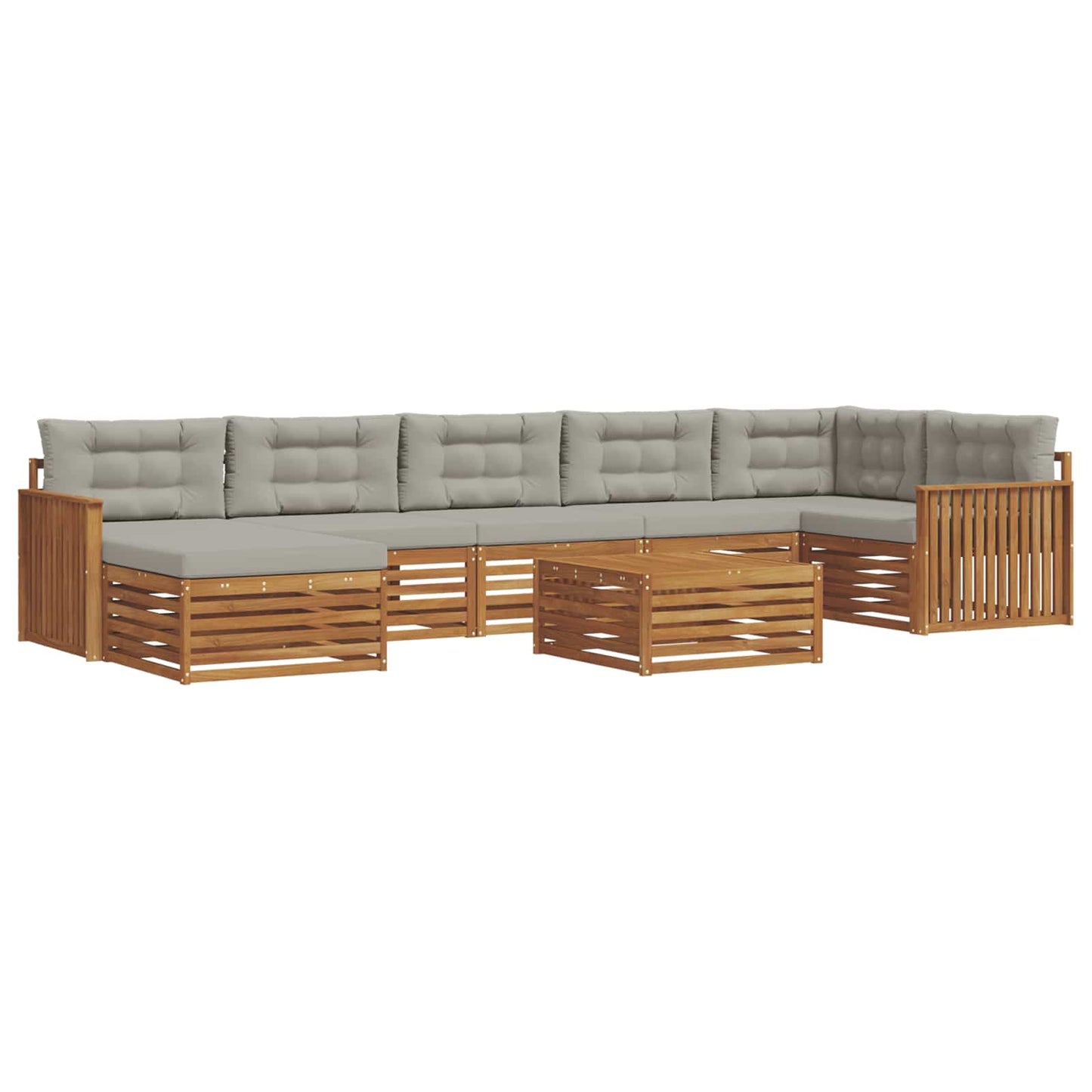 Set divani con cuscino 8 pcs Grigio Naturale e Chiaro