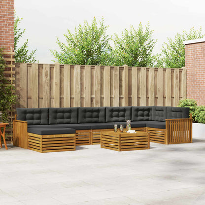 Set divani 8 pcs Naturale e Antracite Legno di Acacia Massello