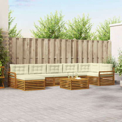 Set divani 8 pcs Naturale e Crema Legno di Acacia Massello