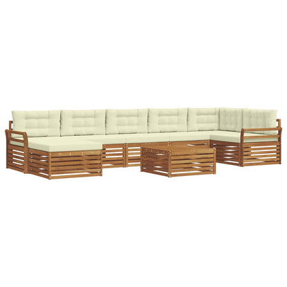 Set divani 8 pcs Naturale e Crema Legno di Acacia Massello