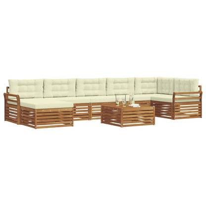 Set divani 8 pcs Naturale e Crema Legno di Acacia Massello