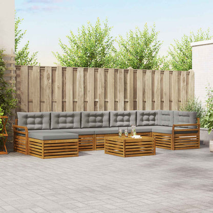 Set divani con cuscino 8 pcs Grigio Naturale e Chiaro