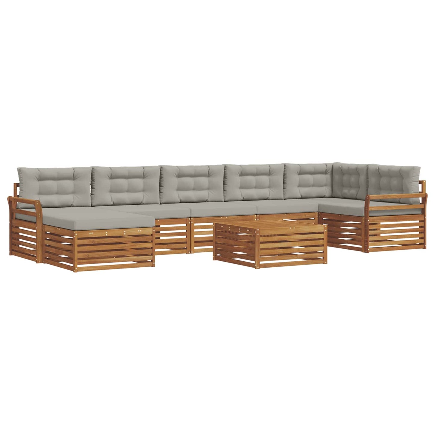 Set divani con cuscino 8 pcs Grigio Naturale e Chiaro