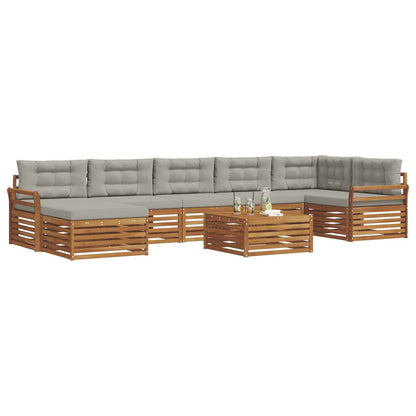 Set divani con cuscino 8 pcs Grigio Naturale e Chiaro