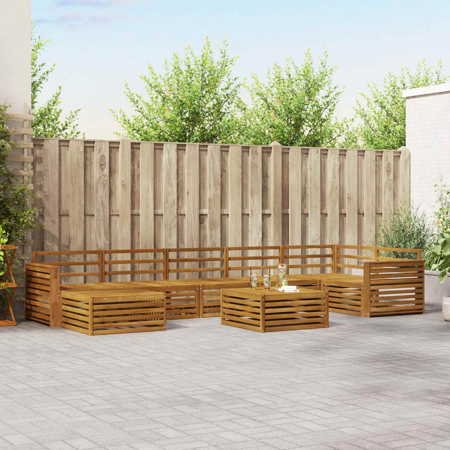 Set divani 8 pcs Naturale Legno di Acacia Massello