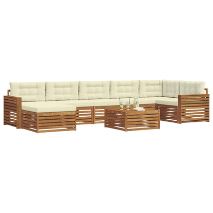 Set divani 8 pcs Naturale e Crema Legno di Acacia Massello