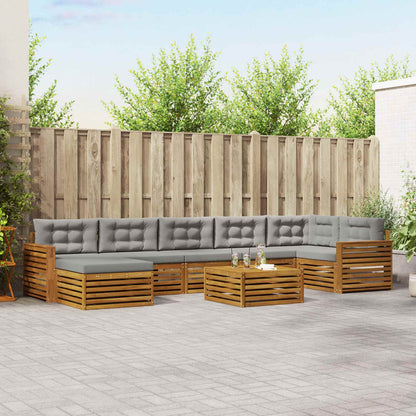 Set divani con cuscino 8 pcs Grigio Naturale e Chiaro