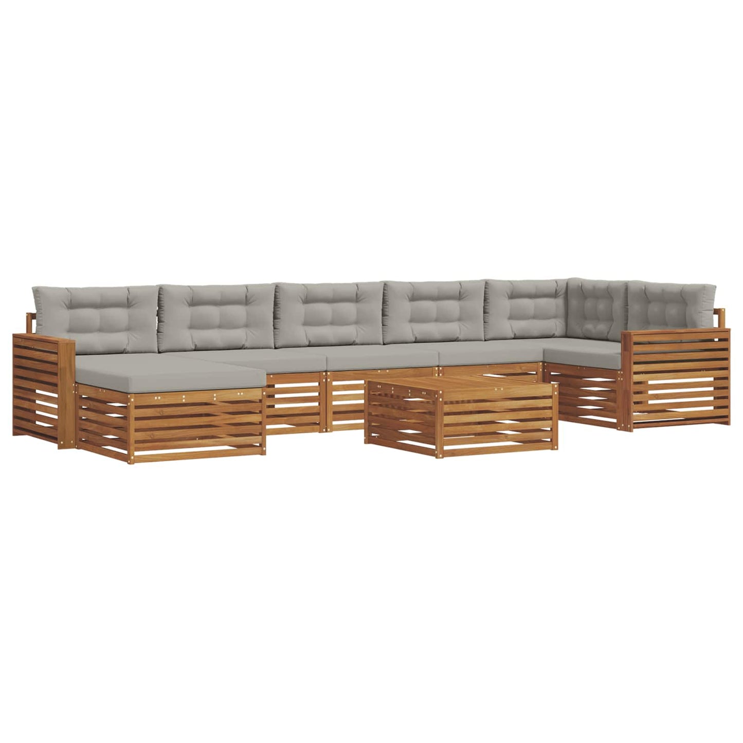 Set divani con cuscino 8 pcs Grigio Naturale e Chiaro