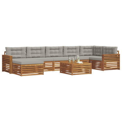 Set divani con cuscino 8 pcs Grigio Naturale e Chiaro