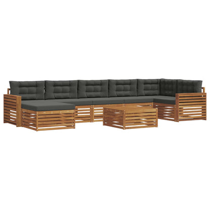 Set divani 8 pcs Naturale e Antracite Legno di Acacia Massello
