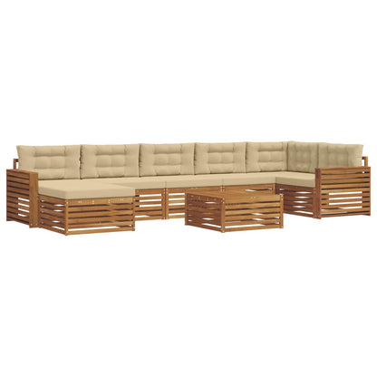 Set divani 8 pcs Naturale e Beige Legno di Acacia Massello