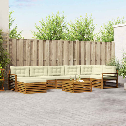 Set divani 8 pcs Naturale e Crema Legno di Acacia Massello
