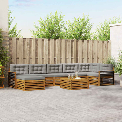 Set divani con cuscino 8 pcs Grigio Naturale e Chiaro