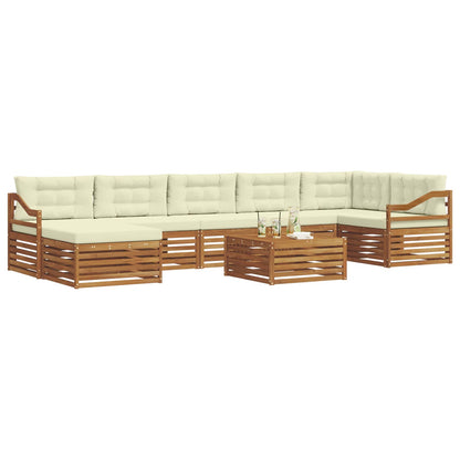 Set divani 8 pcs Naturale e Crema Legno di Acacia Massello