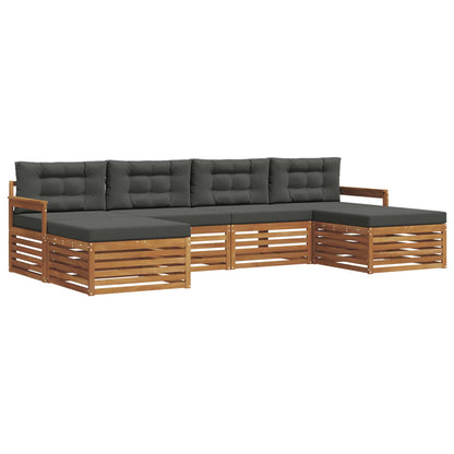 Set divani 6 pcs Naturale e Antracite Legno di Acacia Massello