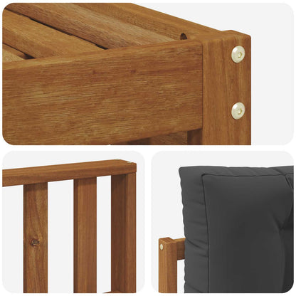 Set divani 6 pcs Naturale e Antracite Legno di Acacia Massello