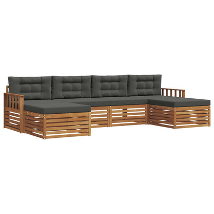 Set divani 6 pcs Naturale e Antracite Legno di Acacia Massello