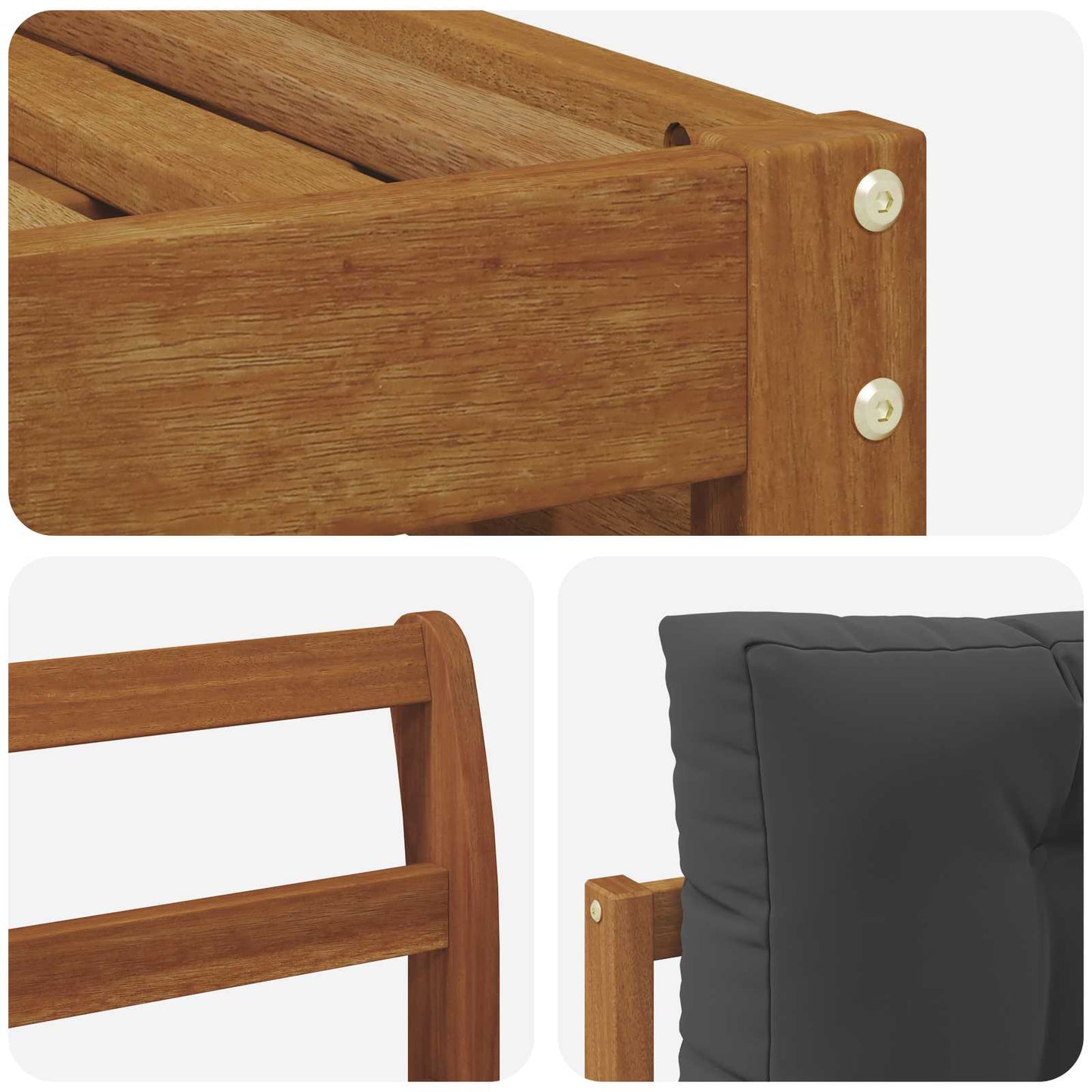 Set divani 6 pcs Naturale e Antracite Legno di Acacia Massello