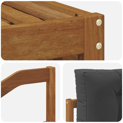 Set divani 6 pcs Naturale e Antracite Legno di Acacia Massello