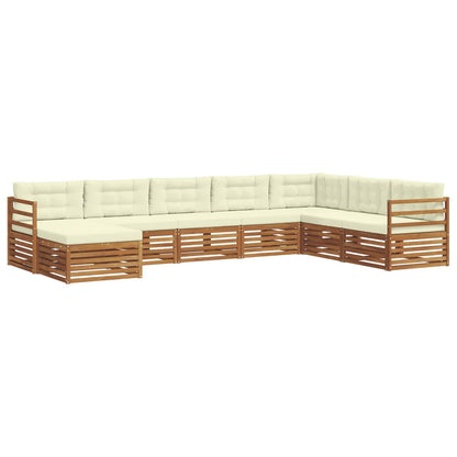 Set divani 8 pcs Naturale e Crema Legno di Acacia Massello