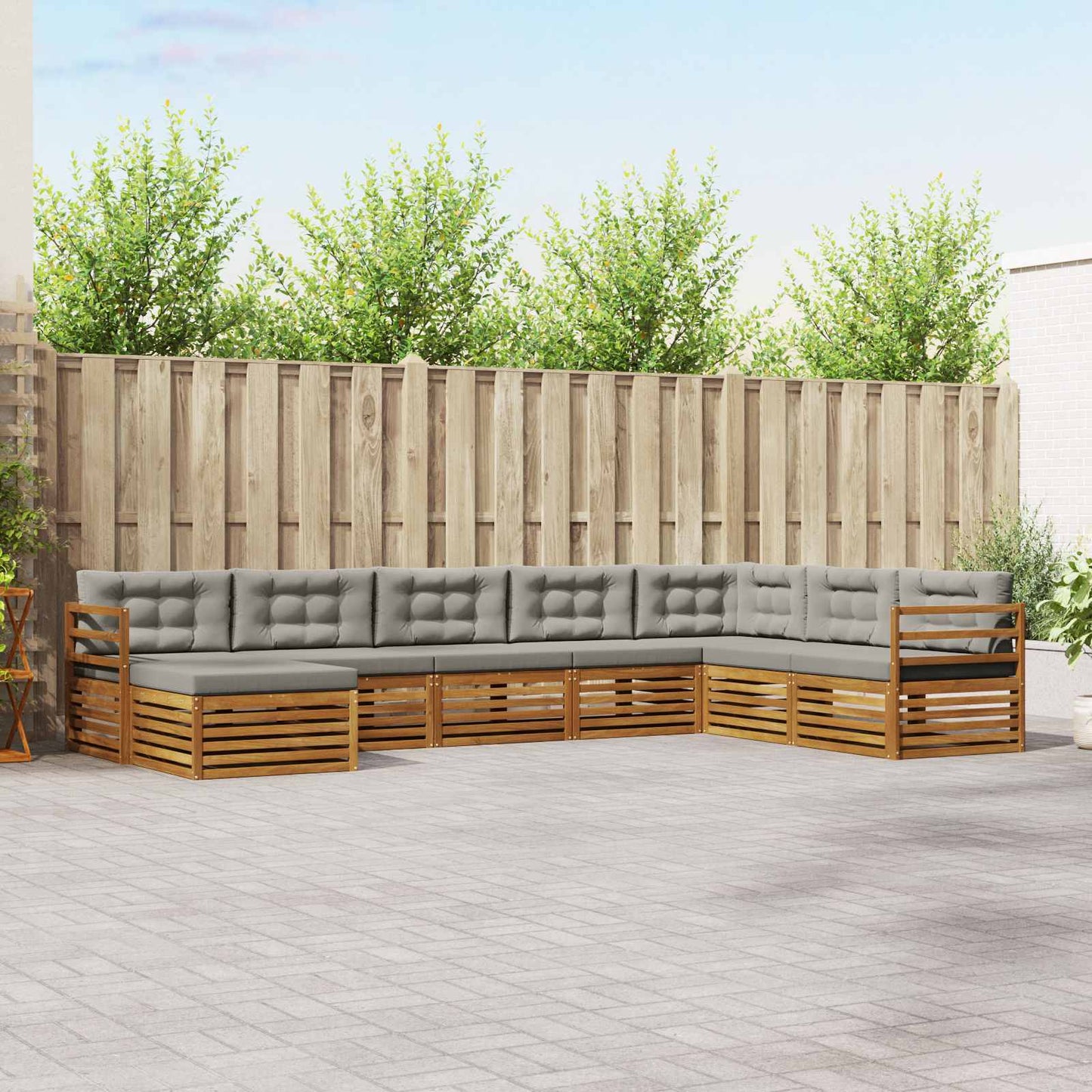 Set divani con cuscino 8 pcs Grigio Naturale e Chiaro