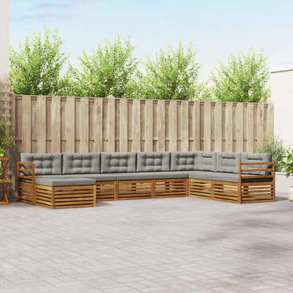 Set divani con cuscino 8 pcs Grigio Naturale e Chiaro