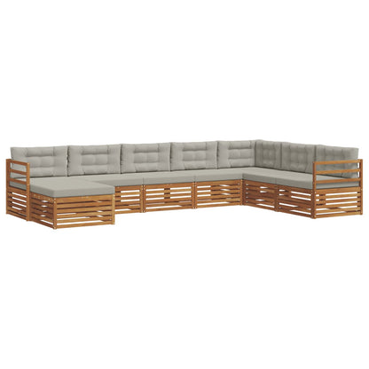Set divani con cuscino 8 pcs Grigio Naturale e Chiaro