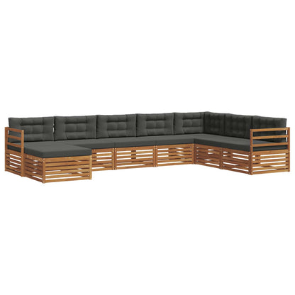 Set divani 8 pcs Naturale e Antracite Legno di Acacia Massello