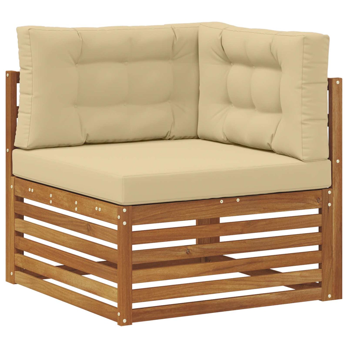 Set divani 8 pcs Naturale e Beige Legno di Acacia Massello