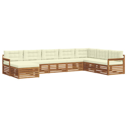 Set divani 8 pcs Naturale e Crema Legno di Acacia Massello