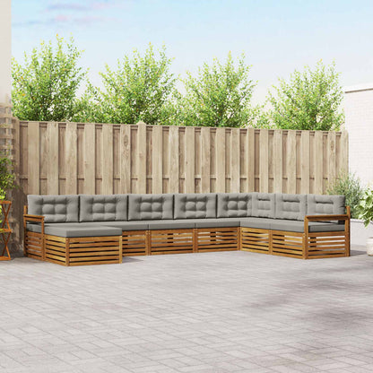 Set divani con cuscino 8 pcs Grigio Naturale e Chiaro