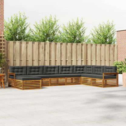 Set divani 8 pcs Naturale e Antracite Legno di Acacia Massello