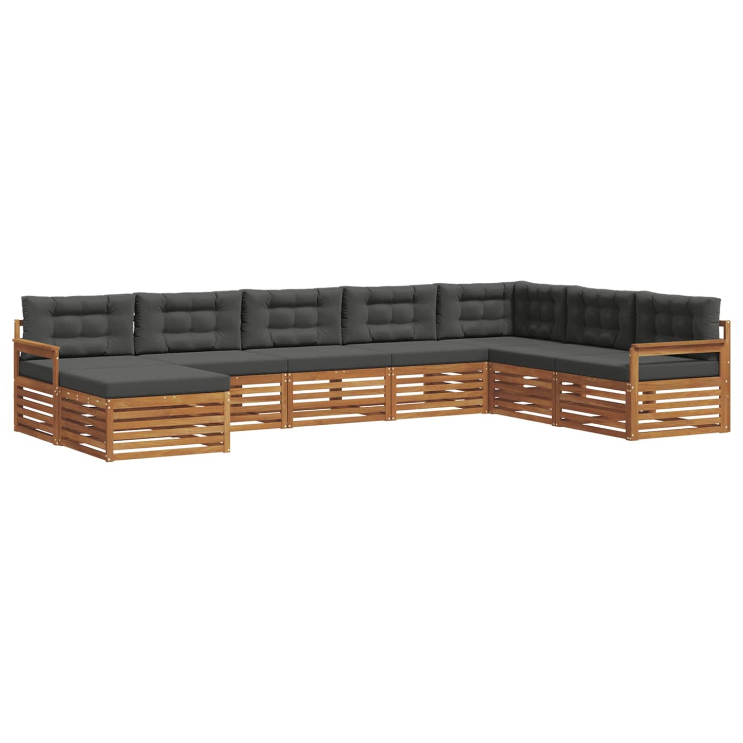 Set divani 8 pcs Naturale e Antracite Legno di Acacia Massello