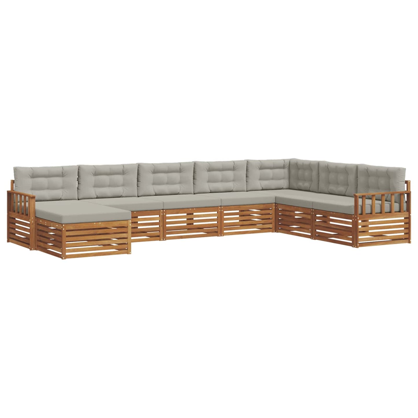 Set divani con cuscino 8 pcs Grigio Naturale e Chiaro
