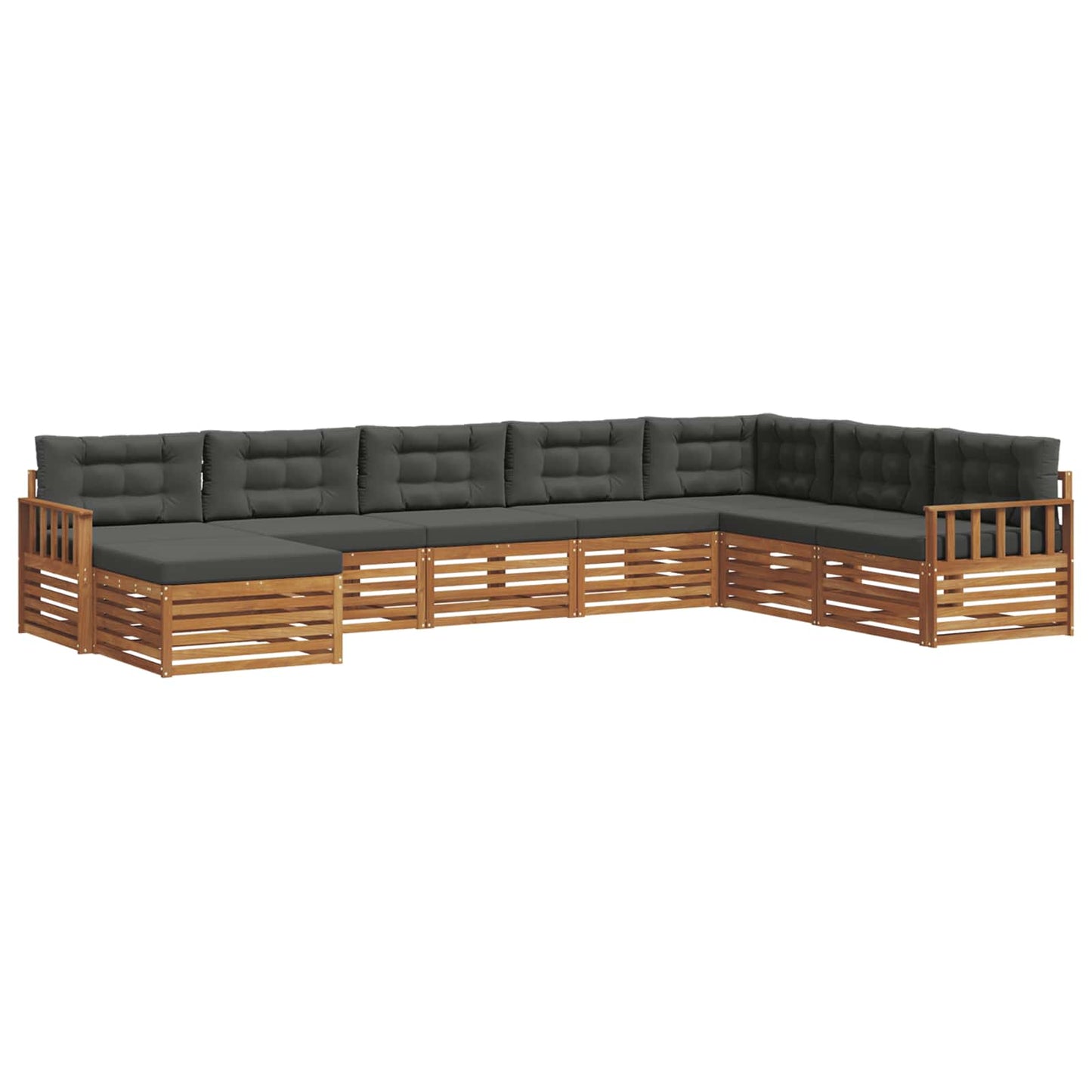 Set divani 8 pcs Naturale e Antracite Legno di Acacia Massello