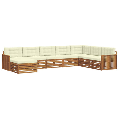 Set divani 8 pcs Naturale e Crema Legno di Acacia Massello