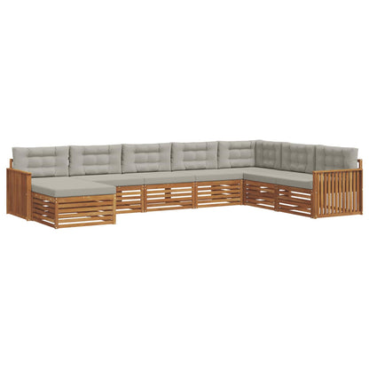 Set divani con cuscino 8 pcs Grigio Naturale e Chiaro