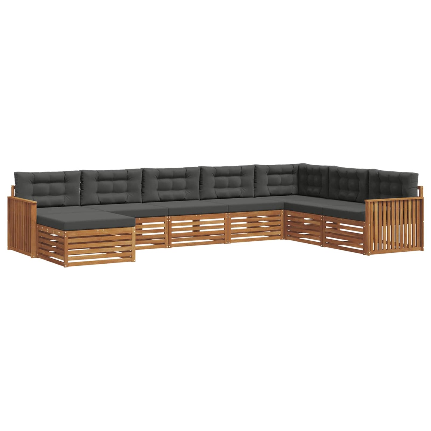 Set divani 8 pcs Naturale e Antracite Legno di Acacia Massello