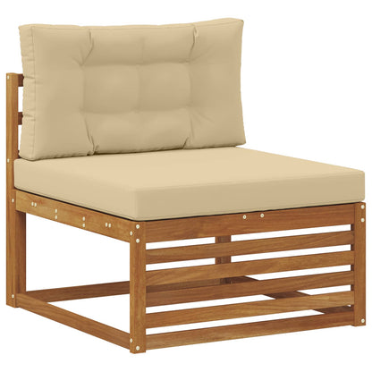 Set divani 8 pcs Naturale e Beige Legno di Acacia Massello