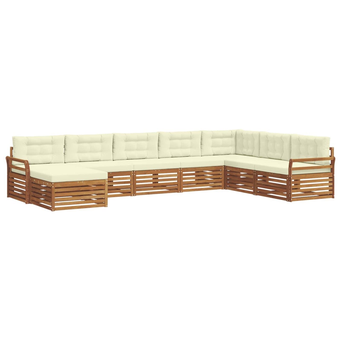 Set divani 8 pcs Naturale e Crema Legno di Acacia Massello