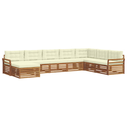Set divani 8 pcs Naturale e Crema Legno di Acacia Massello