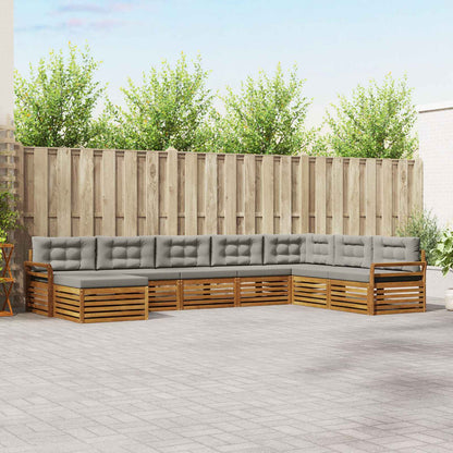 Set divani con cuscino 8 pcs Grigio Naturale e Chiaro