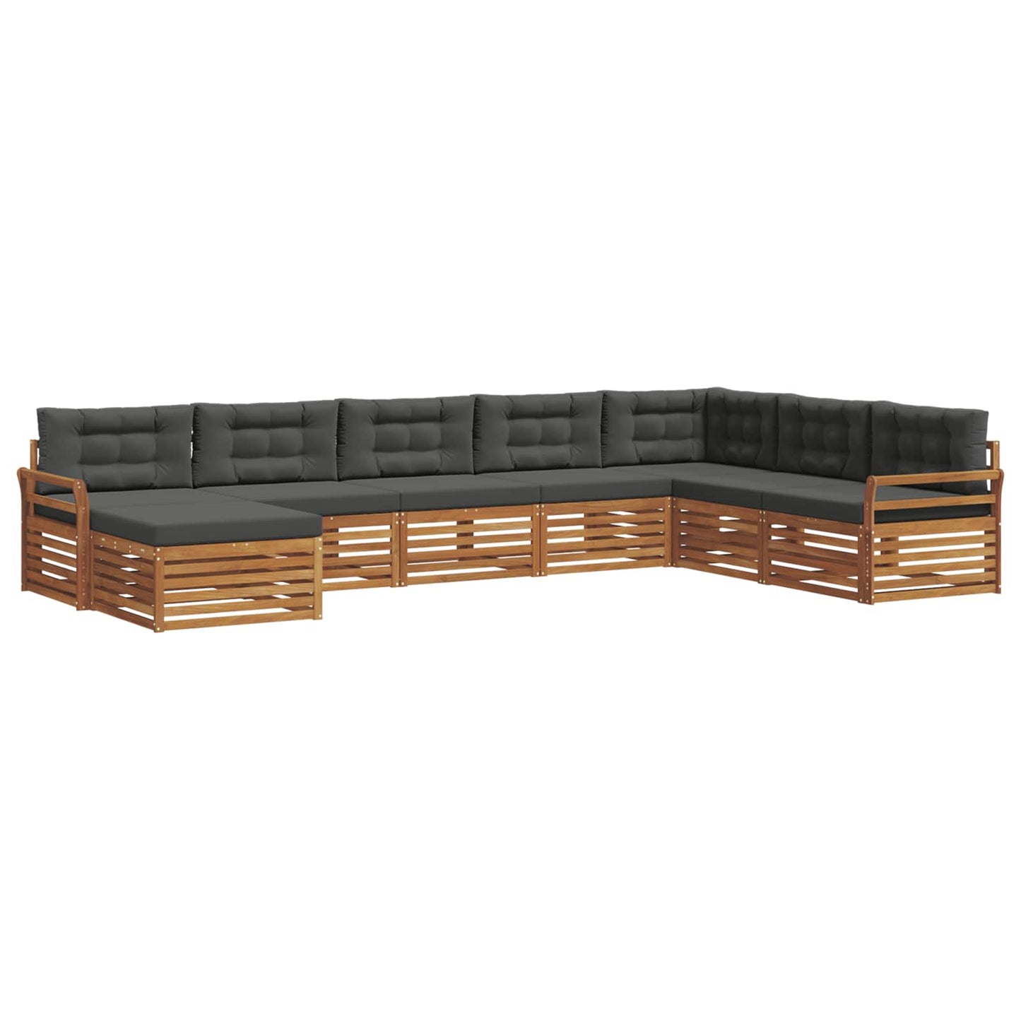 Set divani 8 pcs Naturale e Antracite Legno di Acacia Massello
