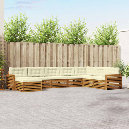 Set divani 8 pcs Naturale e Crema Legno di Acacia Massello